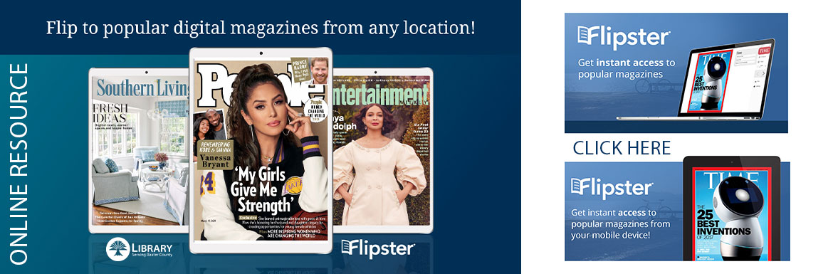 Flipster online resource for magazines. 