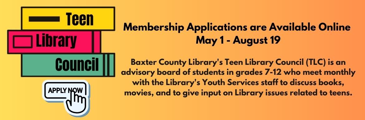 Teen Library Council Applications are open until August 19