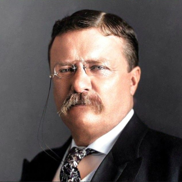 A colorized photograph of Teddy Roosevelt