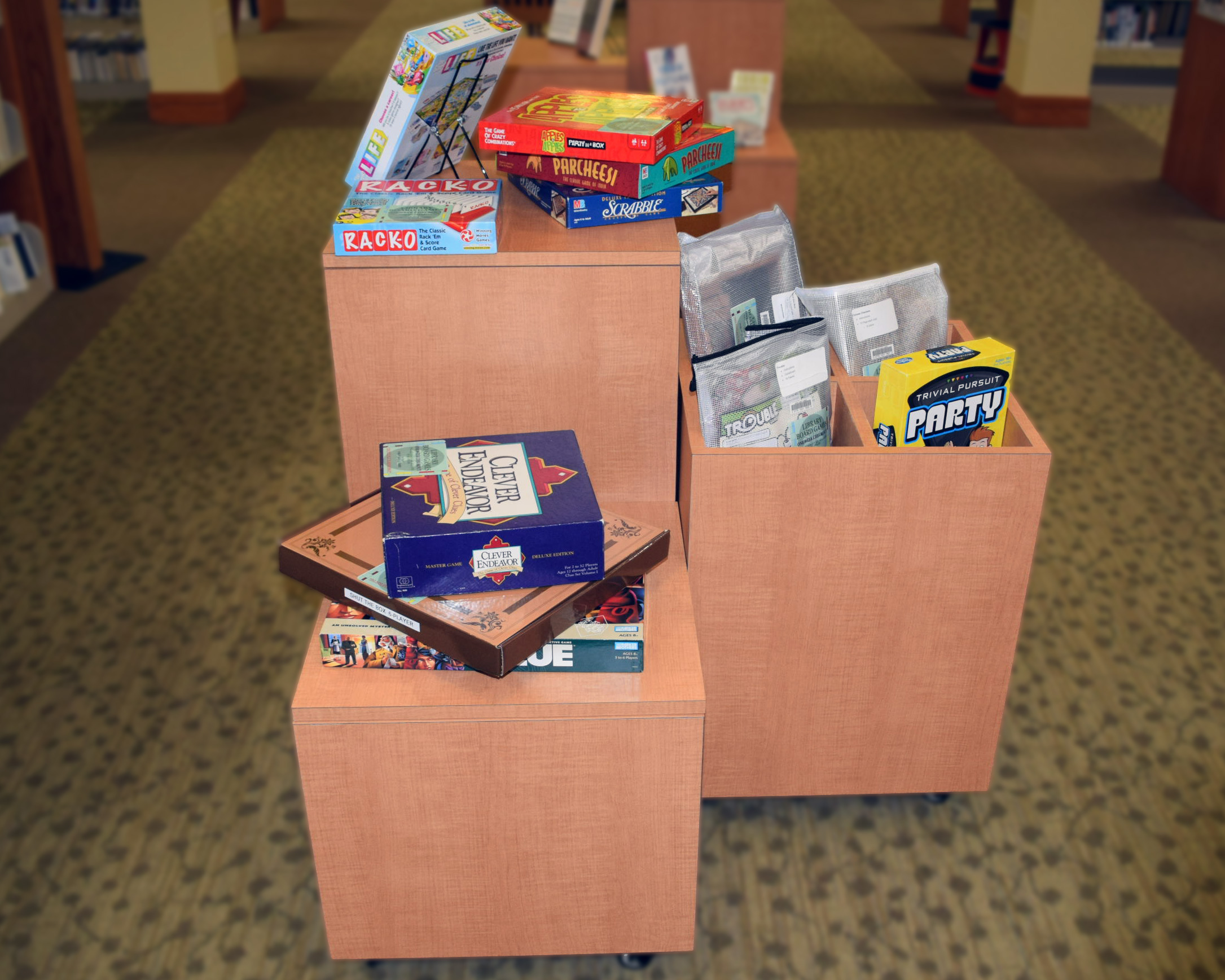 Board Game display at the Library.