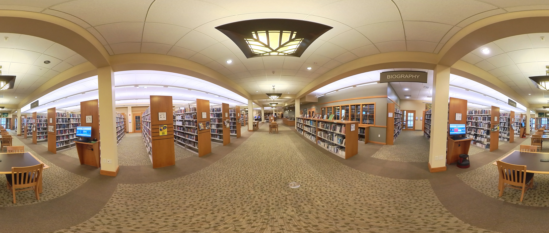 A panoramic view of the stacks in the Donald W. Reynolds Library Serving Baxter County.