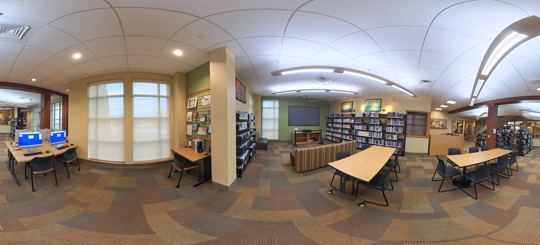 A panoramic view of the Teen Library in the Donald W. Reynolds Library Serving Baxter County.