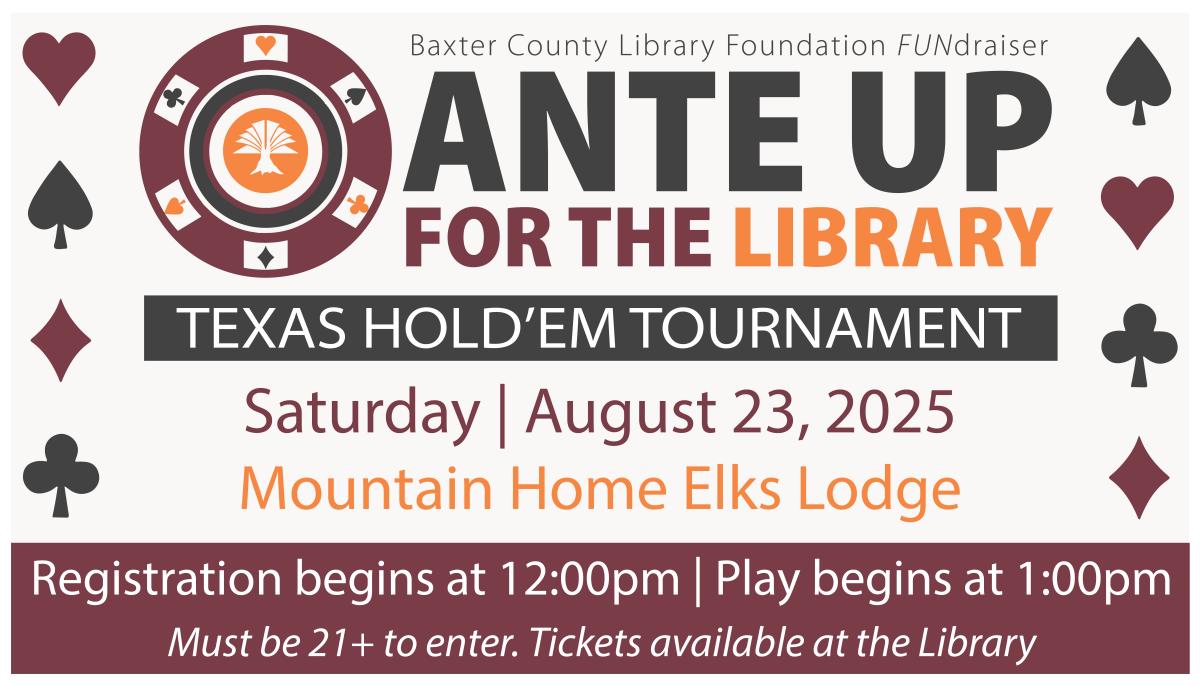 Ante Up for the Library August 23rd at noon